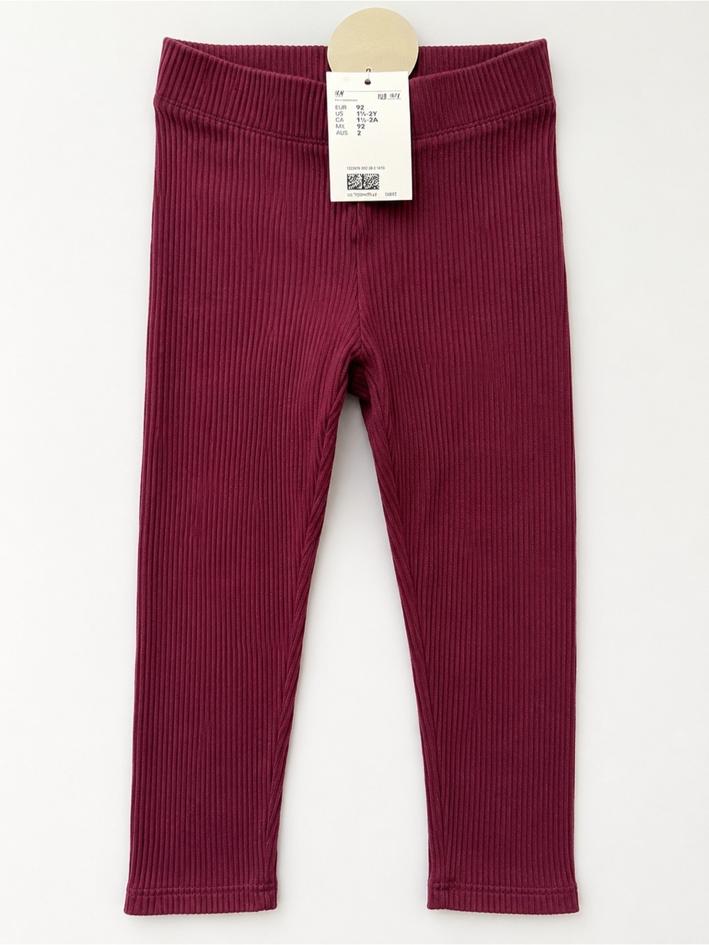 H&M Kids Ribbed Leggings – Burgundy | Soft & Comfy | Size 6-7